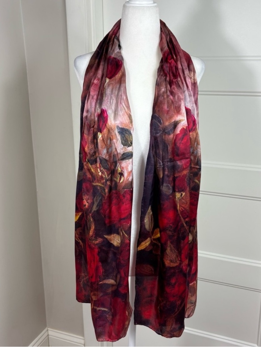 Hopeless Romantic Floral Silk Rolled Edge Scarf